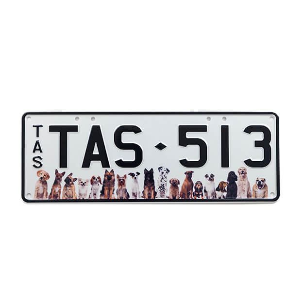Car Individual Plates Animals Dogs Black on White plate