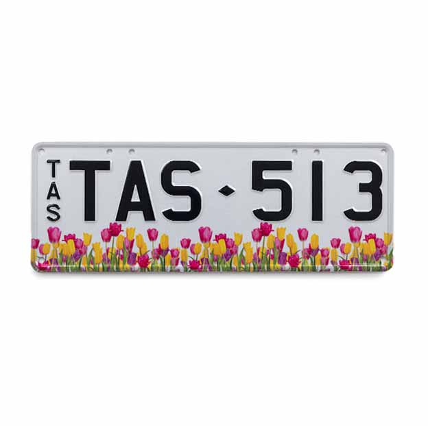 Car Individual Plates Chic Range Tulip with Pink and Yellow coloured tulips