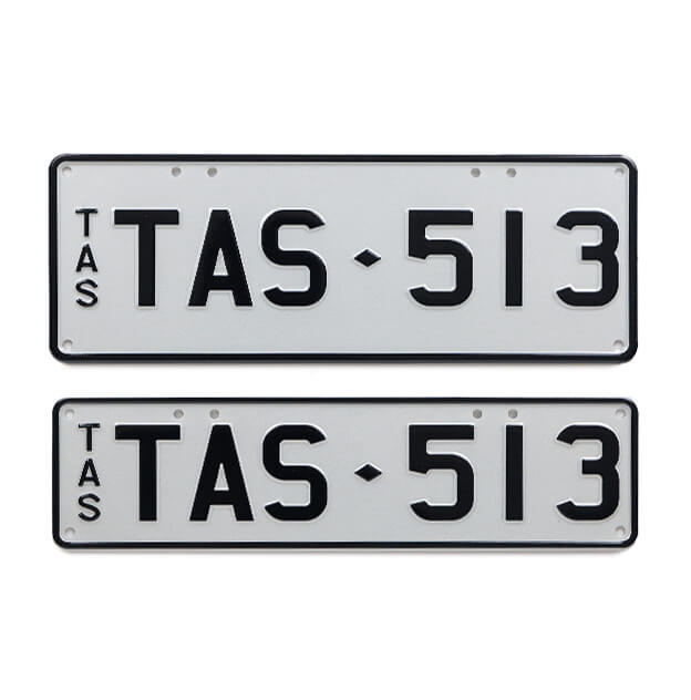 Car Individual Plates Classic Black on White TAS513