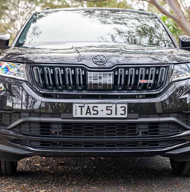 Classic Black on Silver with TAS 513 content on a Black Skoda
