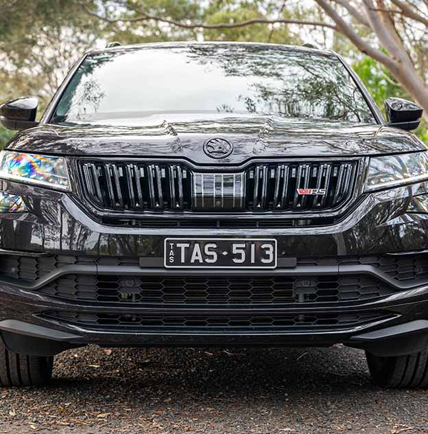 Classic Silver on Black with TAS 513 content on a Black Skoda