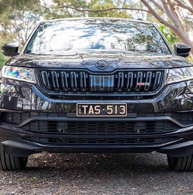 Classic Gold on Black plate on a Black Skoda