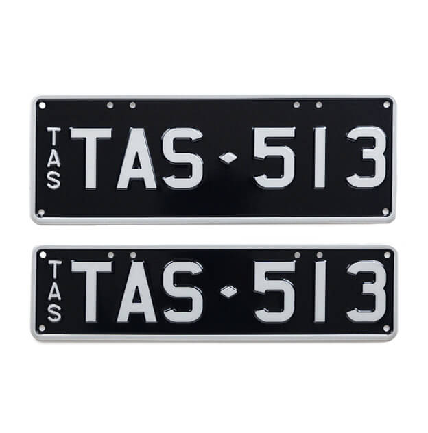 Classic White on Black slimline and standard individual plates