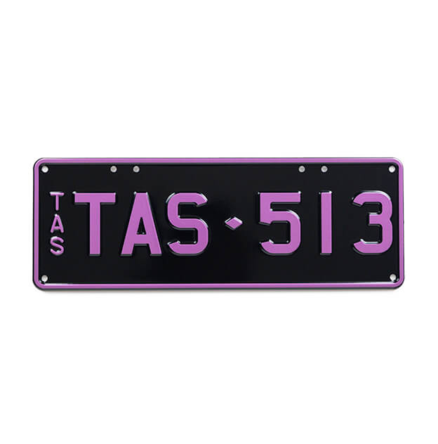 Car Individual Plates Colour on Black Purple with TAS513 content on plate