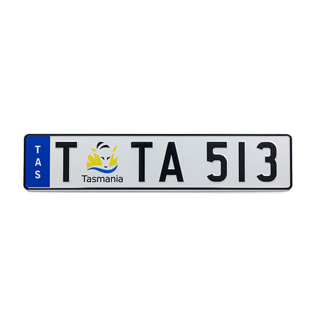 Car Individual Plates Euro Plate Tasmania T TA 513  Black on White Euro plate