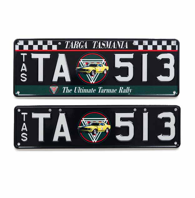 Car Individual Plates Sports and Leisure Targa Mustang with TA 513 content white characters on a black plate