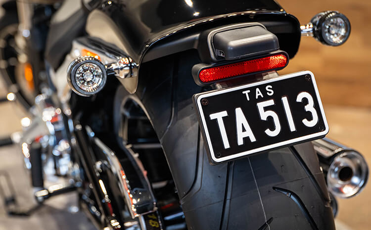 Motorcycle - White on Black Plate