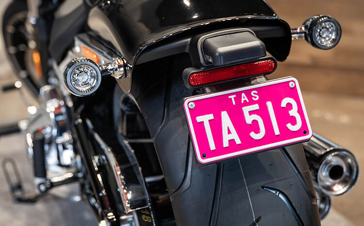 Motorcycle - White on Pink Plate