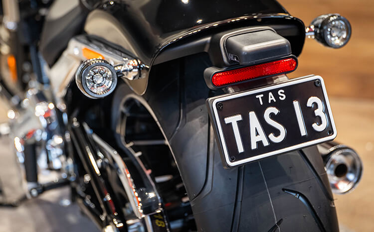 Motorcycle - White on Black Plate