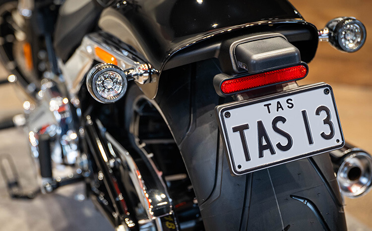 Motorcycle - Black on Silver Plate